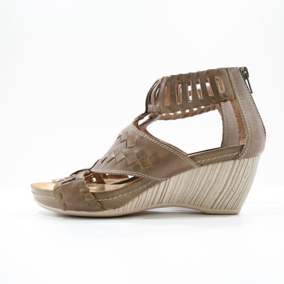 Pikolinos Brown Leather 2.5" Wedge Heel Cage Sandals - 7.5-8/EU 38 - Picture 1 of 7